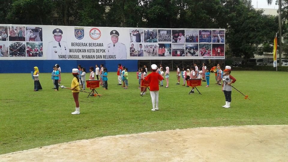 Penampilan Drumband GWPB pada Acara HUT Kota Depok Ke-17