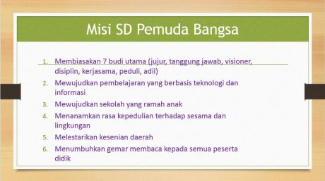Misi Sekolah SD Pemuda Bangsa